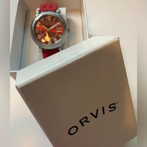 ORVIS ladies sports watch with silicone band. Red NIB